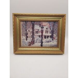Beautiful Framed Christmas Homestead Art Print by John Sloane (7" x 8.5")
